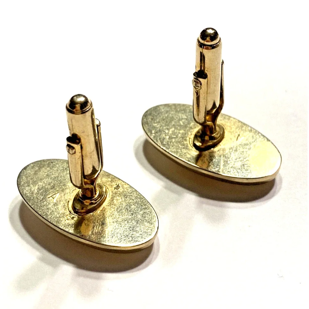 Mid Century Anson Cuff Links Mens Fashion Jewelry Gift Gold MOP Caduseus medical